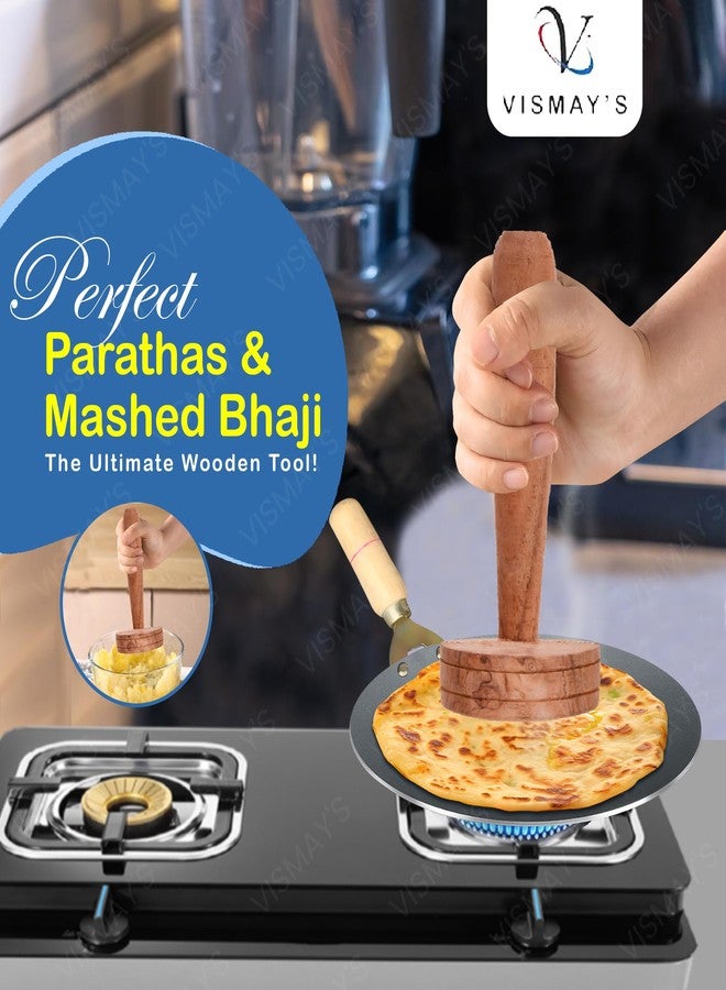 VISMAY'S Wooden Paratha Sek Masher chapati Presser Paratha Sekni Paratha Presser for Cooking Paratha's - Set of 1 Piece - Image 2